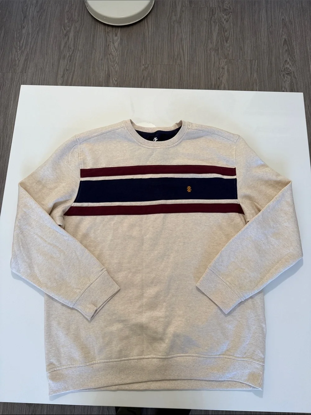 IZOD Men’s Sportwear Fleece Crewneck Pullover Colorblock Ribbed Neck Hem Sz XL